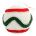 Χριστουγεννιάτικη Μπάλα Λευκή, με Κόκκινα και Πράσινα Σχέδια (8cm)